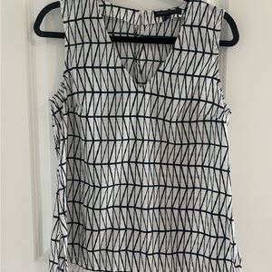 Banana Republic Navy and White Sleeveless Blouse